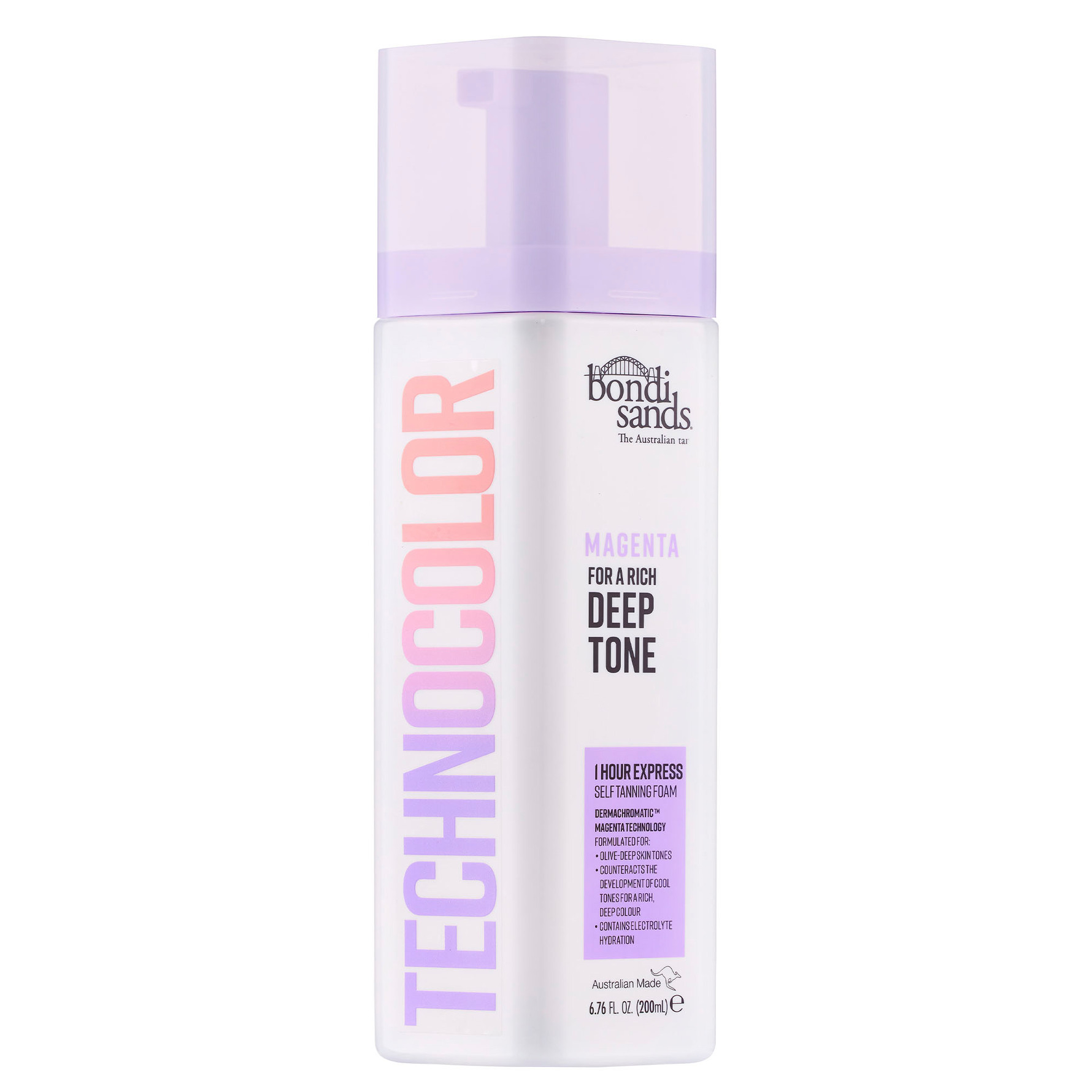 Bondi Sands Technocolor Magenta Mousse för brun-utan-sol Skugga Deep Rich Tone 200 ml