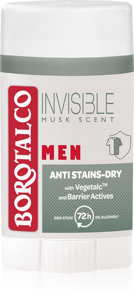 Borotalco MEN Invisible Inga vita eller gula-märken roll-on deodorant för män doft Musk Scent 40 ml