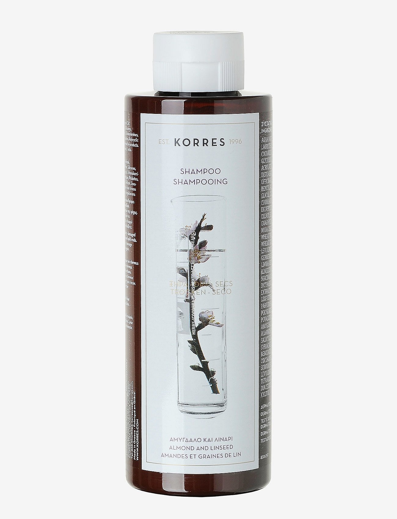 Korres Almond & Linseed shampoo kuiville ja vaurioituneille hiuksille 250 ml