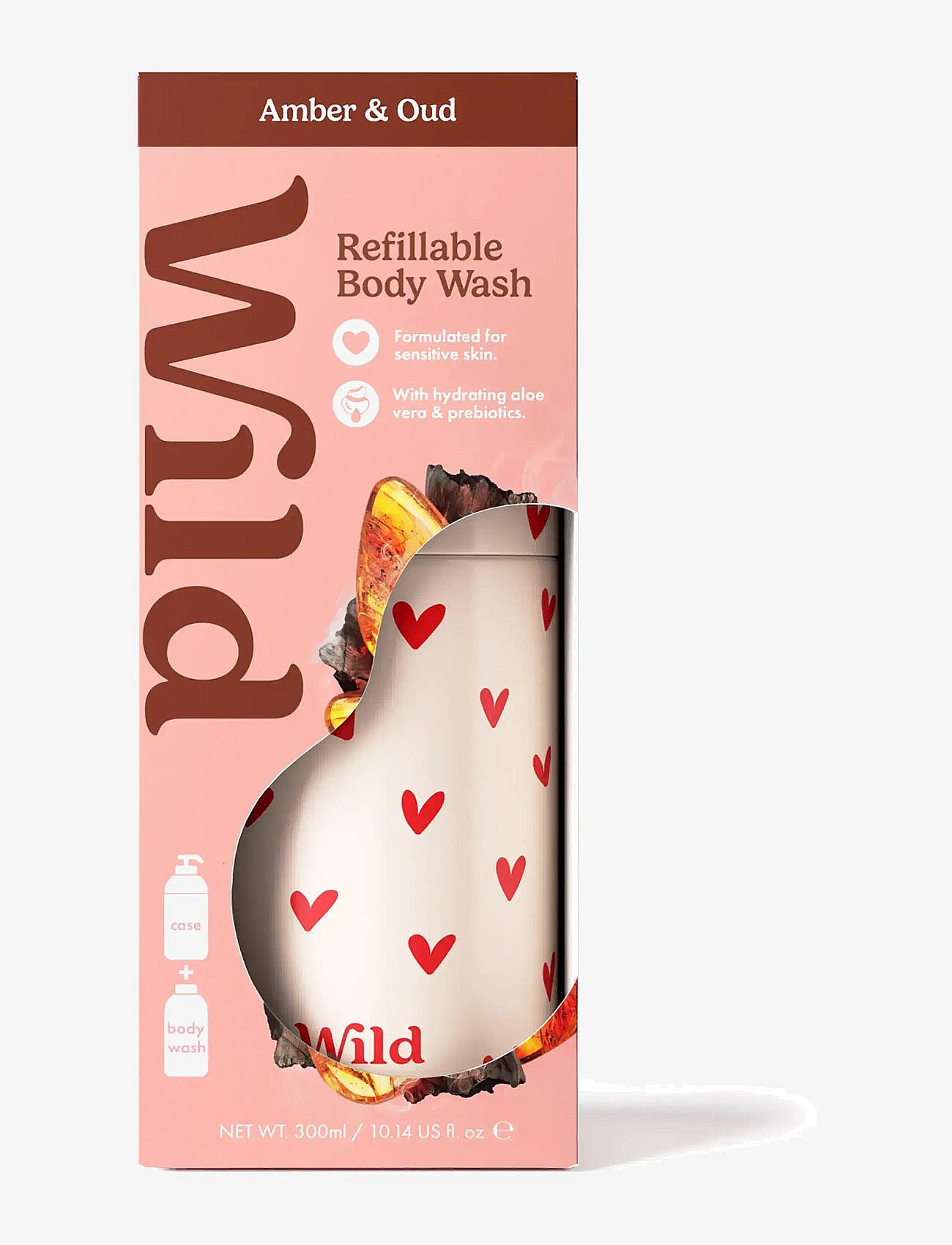 Wild Amber & Oud Heart Case suihkugeeli sisältää kotelon 300 ml