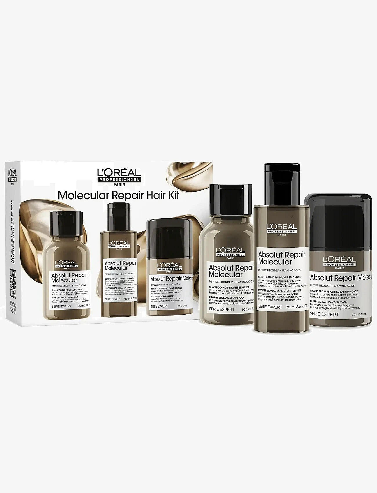 L'Oréal Professionnel L'oréal Professionnel Absolut Repair Molecular: Shampoo 100Ml + Rinse-Off 75Ml + Leave-In 50Ml - Nude - 1 PCE