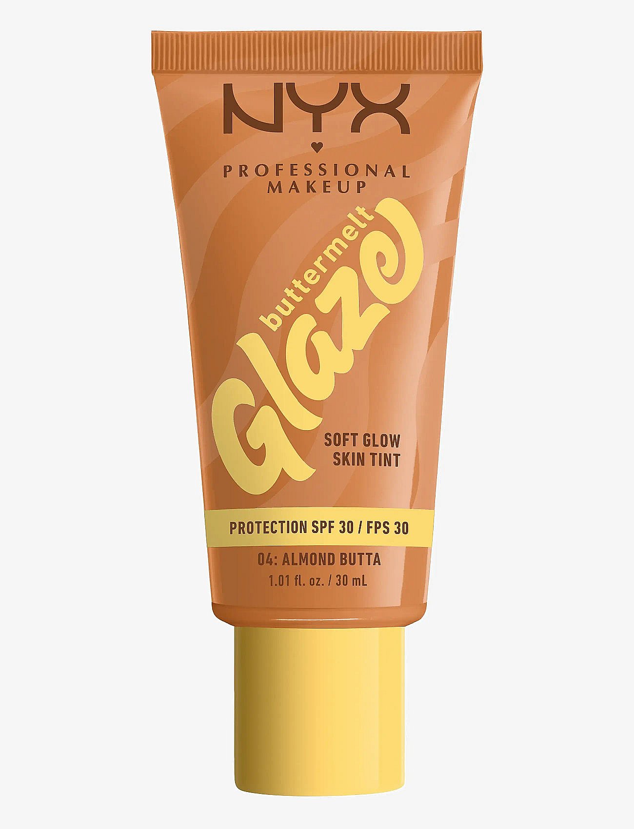 NYX Professional Makeup Buttermelt Glaze kirkastava ja sävyttävä fluidi SPF 30 sävy 04 Almond Butta 30 ml